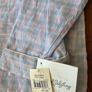 Land of Salzburg Flannel Pajama Set NWT Pink And Blue Women’s Size L